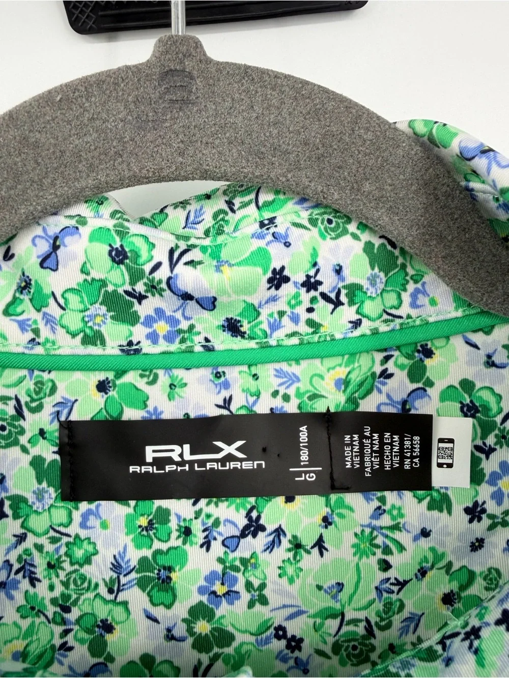 RLX Ralph Lauren Classic Fit Performance Golf Polo Mens L Green Floral